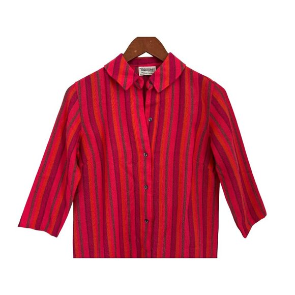 Donald Davies Vintage Striped Wool Dress Size 8 Pink & Orange Handmade In Irelan - Picture 2 of 8